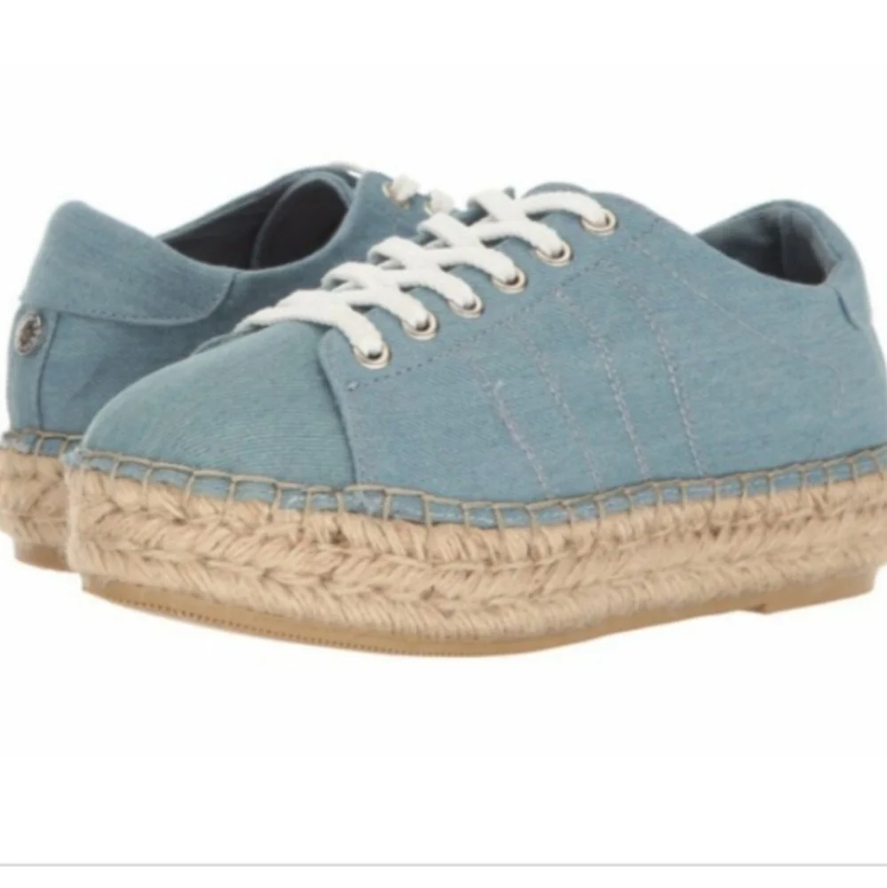 Steve Madden Tamilyn Platform Espadrille Women 10M Light Blue Chambray Denim